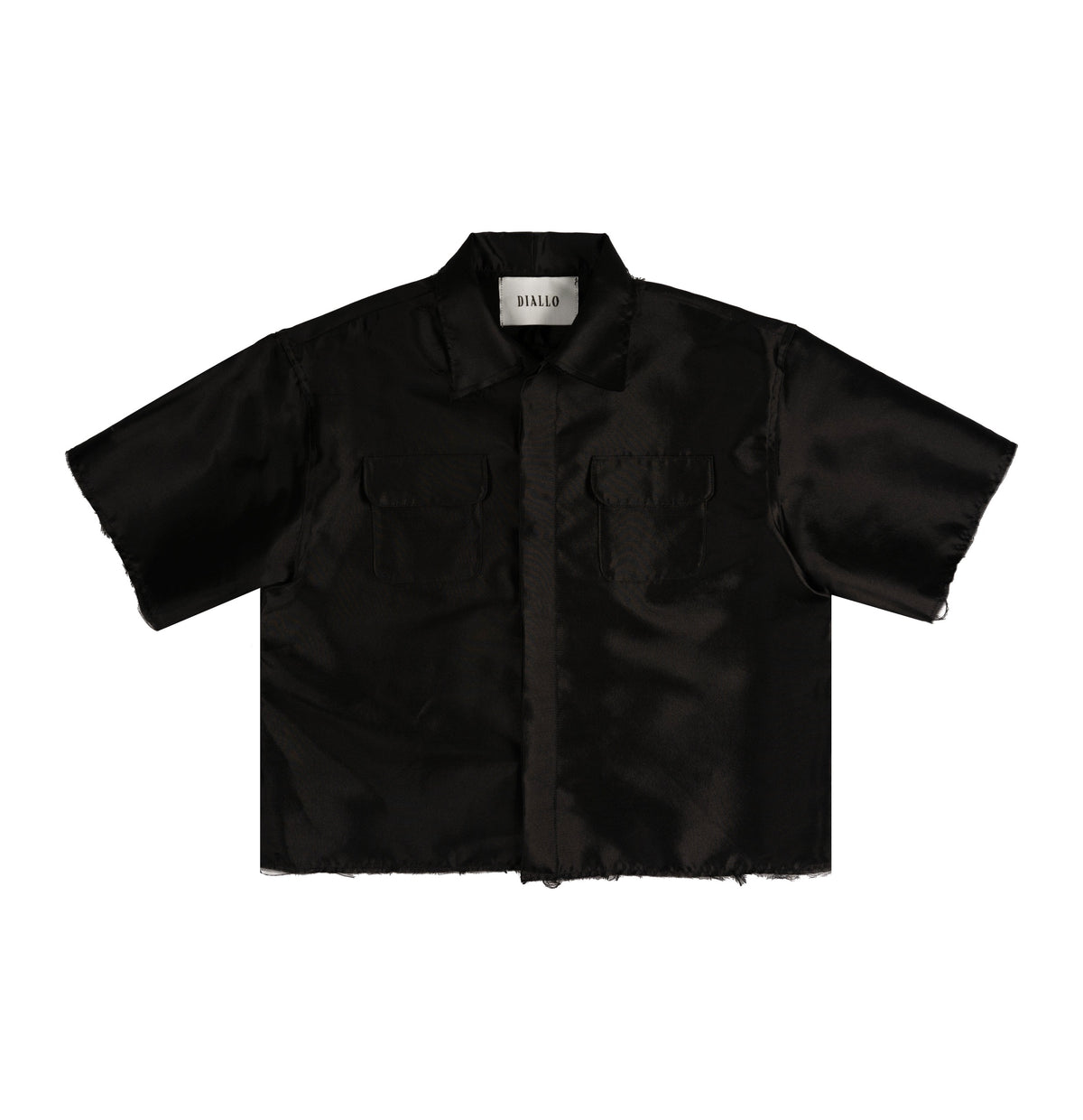 S/S Crop Elevated Button Up